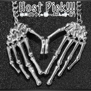 Skeleton Hands Heart- Gothic Dead Dark Love Romance Creepy Scary Horror Necklace